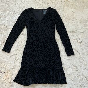 Aqua Black Jacquard Leopard Print Dress